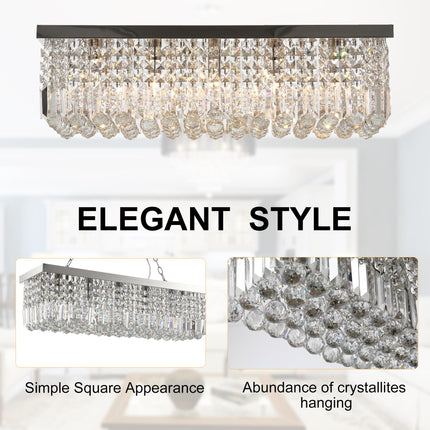 Modern Square Crystal Ceiling Light Chandelier E14 Base 80x25x23cm - Silver