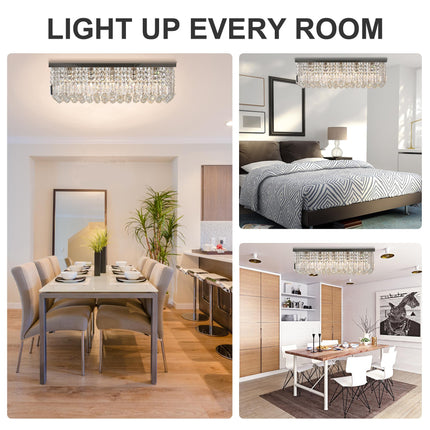 Modern Square Crystal Ceiling Light Chandelier E14 Base 80x25x23cm - Silver