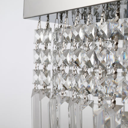 Modern Square Crystal Ceiling Light Chandelier E14 Base 80x25x23cm - Silver