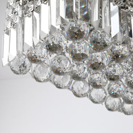 Modern Square Crystal Ceiling Light Chandelier E14 Base 80x25x23cm - Silver