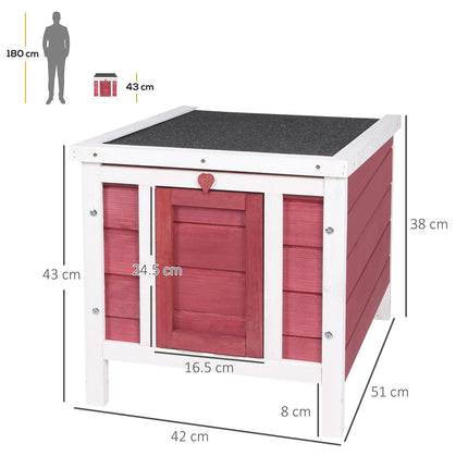 Wooden Rabbit Hutch 51 x 42 x 43 cm with Ramp - Red