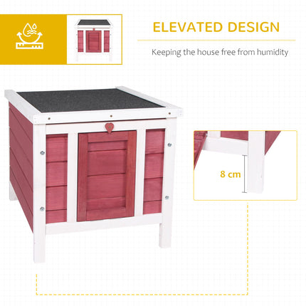 Wooden Rabbit Hutch 51 x 42 x 43 cm with Ramp - Red