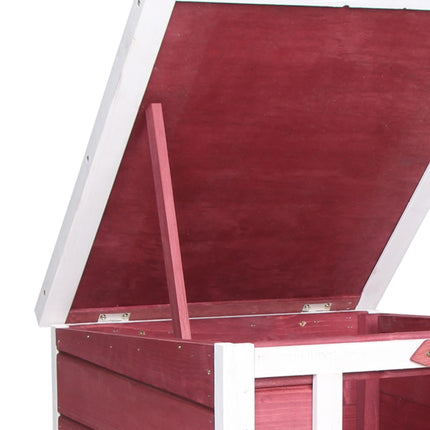 Wooden Rabbit Hutch 51 x 42 x 43 cm with Ramp - Red