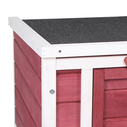 Wooden Rabbit Hutch 51 x 42 x 43 cm with Ramp - Red