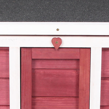 Wooden Rabbit Hutch 51 x 42 x 43 cm with Ramp - Red