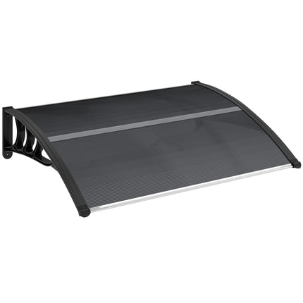 Door Canopy Awning 100x75cm Outdoor Window Rain Shelter for Front/Back Door Porch - Black