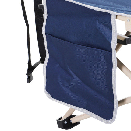 Portable Folding Camping Cot with Steel Frame and Side Pocket for Travel - Blue