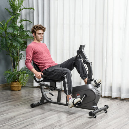 Magnetic Resistance Recumbent Exercise Bike with LCD Monitor - Black