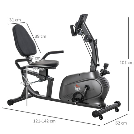 Magnetic Resistance Recumbent Exercise Bike with LCD Monitor - Black