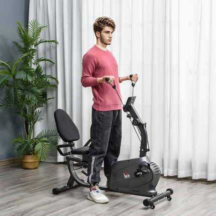 Magnetic Resistance Recumbent Exercise Bike with LCD Monitor - Black