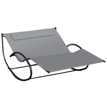 Double Hanging Hammock Chair with Steel Frame Rocking Lounger - Grey