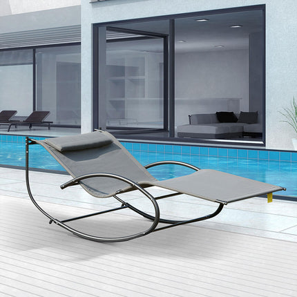 Double Hanging Hammock Chair with Steel Frame Rocking Lounger - Grey