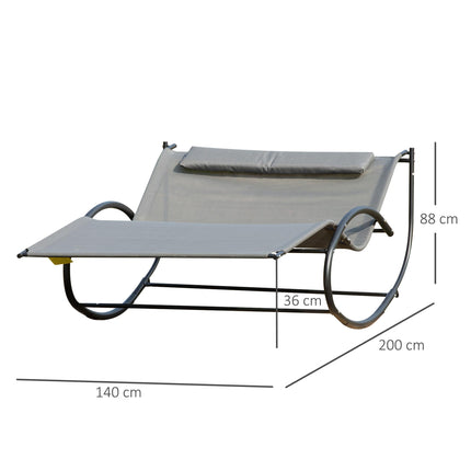 Double Hanging Hammock Chair with Steel Frame Rocking Lounger - Grey