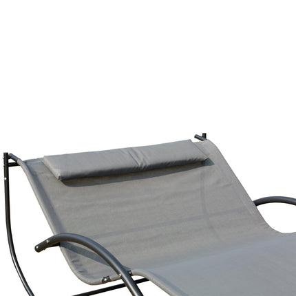 Double Hanging Hammock Chair with Steel Frame Rocking Lounger - Grey