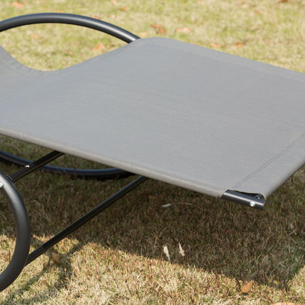 Double Hanging Hammock Chair with Steel Frame Rocking Lounger - Grey