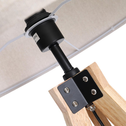 5FT Wood Tripod Floor Lamp with E27 Bulb Fitting for Home Office - Beige
