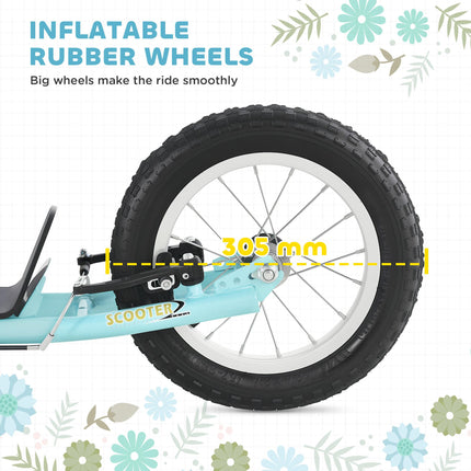 Teen Kids Stunt Scooter with Adjustable Handlebar, 12 Inch Rubber Tyres, Dual Brakes - Blue