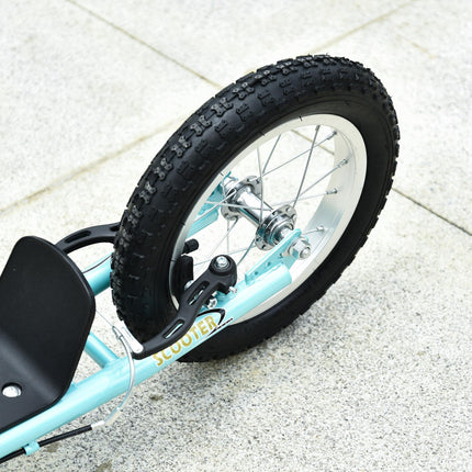 Teen Kids Stunt Scooter with Adjustable Handlebar, 12 Inch Rubber Tyres, Dual Brakes - Blue