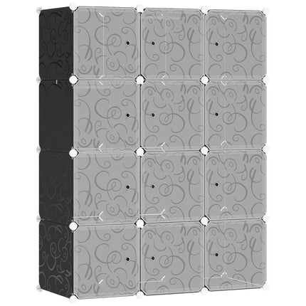 DIY Portable Interlocking Modular Wardrobe Closet Cube Organiser with Hanging Rails - Black and White