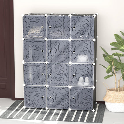DIY Portable Interlocking Modular Wardrobe Closet Cube Organiser with Hanging Rails - Black and White