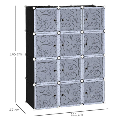 DIY Portable Interlocking Modular Wardrobe Closet Cube Organiser with Hanging Rails - Black and White