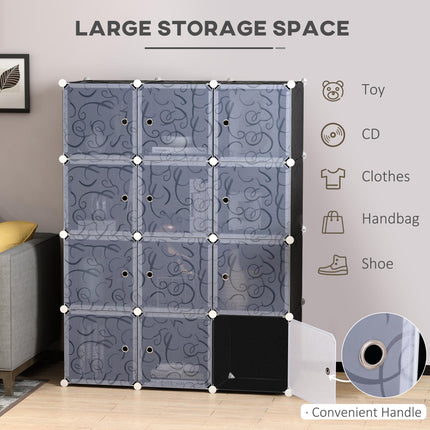 DIY Portable Interlocking Modular Wardrobe Closet Cube Organiser with Hanging Rails - Black and White