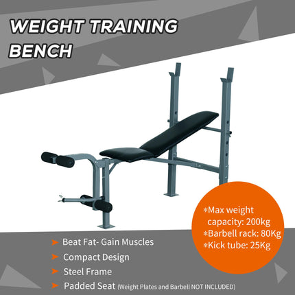 Heavy Duty Adjustable Multi Gym Weight Bench with 4 Incline Positions - Black/Silver