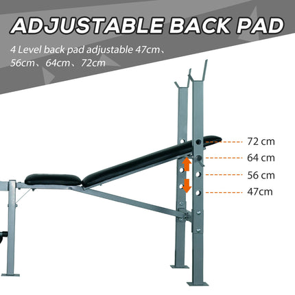 Heavy Duty Adjustable Multi Gym Weight Bench with 4 Incline Positions - Black/Silver