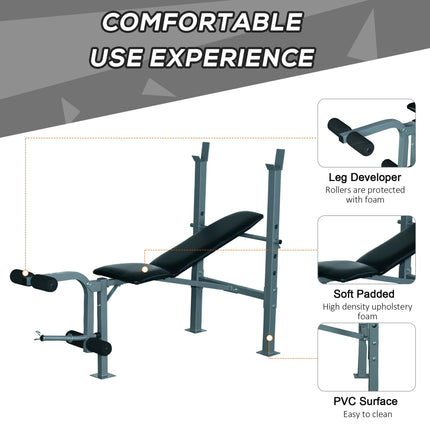 Heavy Duty Adjustable Multi Gym Weight Bench with 4 Incline Positions - Black/Silver
