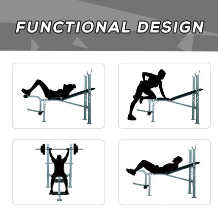 Heavy Duty Adjustable Multi Gym Weight Bench with 4 Incline Positions - Black/Silver