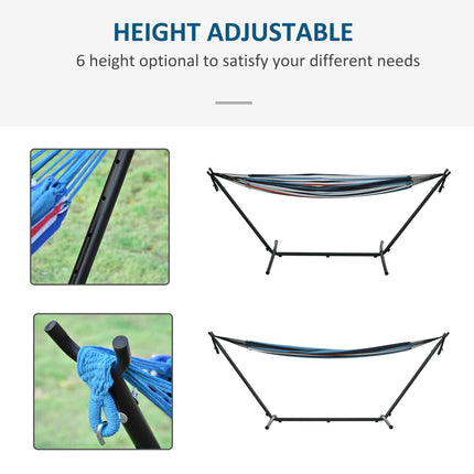 298 x 117cm Camping Hammock with Adjustable Stand and Carry Bag - White Stripe