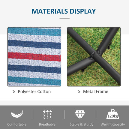 298 x 117cm Camping Hammock with Adjustable Stand and Carry Bag - White Stripe