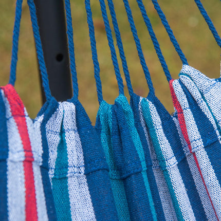 298 x 117cm Camping Hammock with Adjustable Stand and Carry Bag - White Stripe