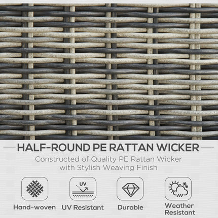 Five Piece Rattan Armchair, Stool and Table Set - Mixed Grey