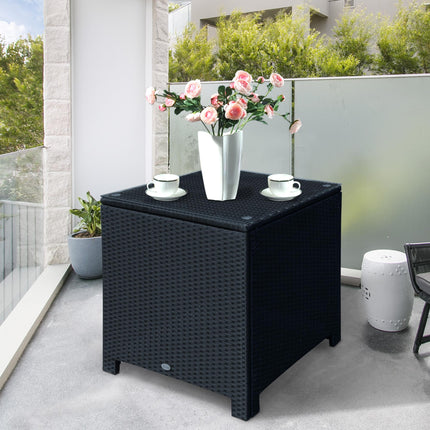 PE Wicker Side Table Rattan Garden Furniture with Four Foot Pads, Rust & Mild We