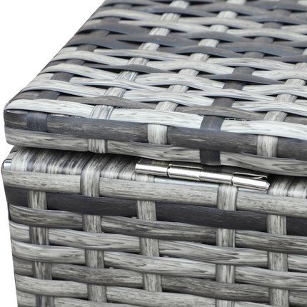 4-Piece Garden Rattan Wicker Patio Corner Sofa Love Seat and Table Set with Cushions and Storage - Mixed Grey