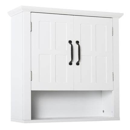 Bathroom Wall Cabinet, Medicine Cabinet, Kitchen Cupboard with 2 Doors and Adjustable Shelf, White