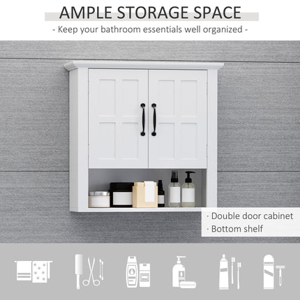Bathroom Wall Cabinet, Medicine Cabinet, Kitchen Cupboard with 2 Doors and Adjustable Shelf, White
