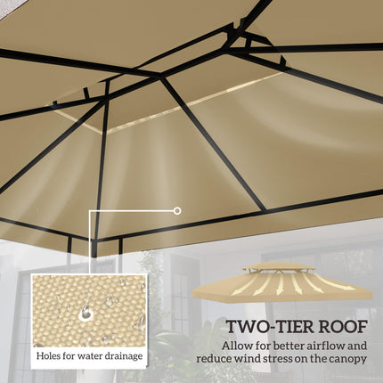 Gazebo Roof Replacement for 3 x 4m Frames with Two-Tier Design - Cream