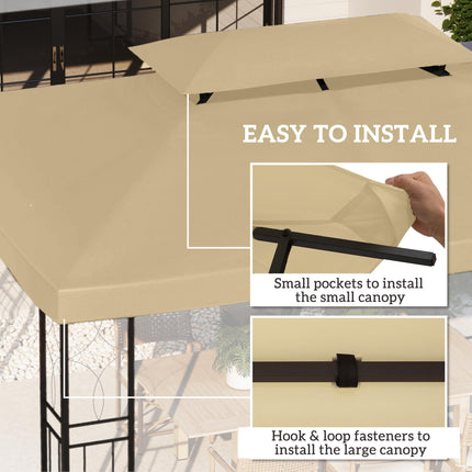 Gazebo Roof Replacement for 3 x 4m Frames with Two-Tier Design - Cream