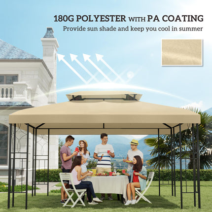 Gazebo Roof Replacement for 3 x 4m Frames with Two-Tier Design - Cream