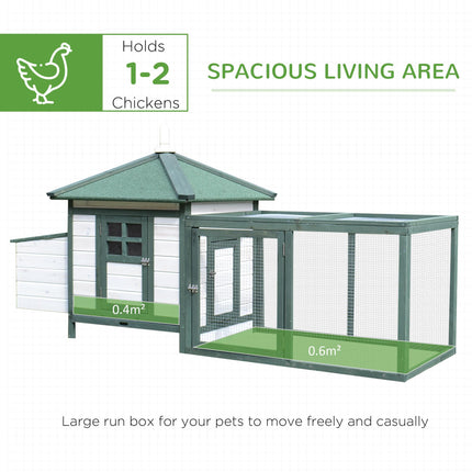 Small Animal Chicken Coop with Nesting Box and Outdoor Run - Green