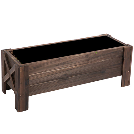 58L Raised Garden Bed Planter 100x36.5x36 cm Fir Wood Outdoor Patio - Carbonized Color