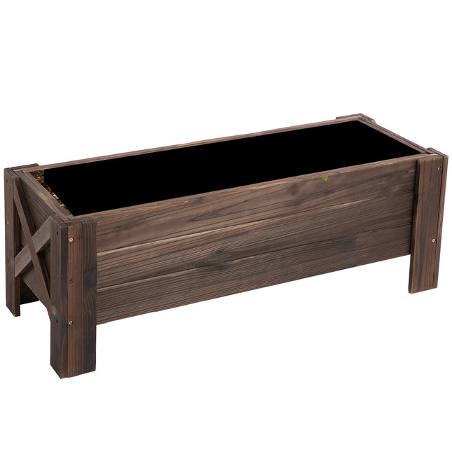 58L Raised Garden Bed Planter 100x36.5x36 cm Fir Wood Outdoor Patio - Carbonized Color