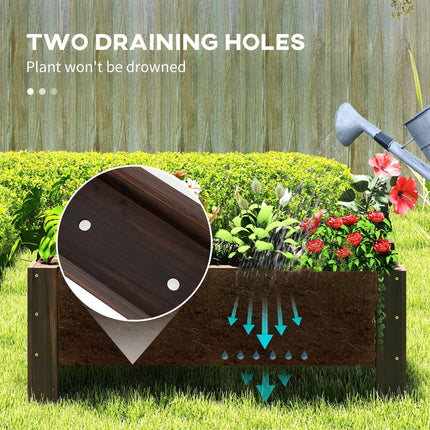 58L Raised Garden Bed Planter 100x36.5x36 cm Fir Wood Outdoor Patio - Carbonized Color