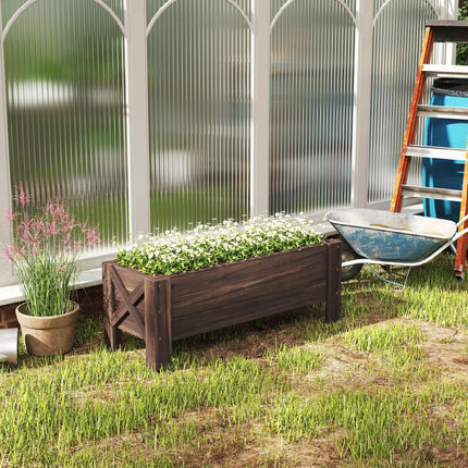 58L Raised Garden Bed Planter 100x36.5x36 cm Fir Wood Outdoor Patio - Carbonized Color