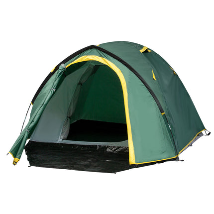 Waterproof 2 Person Dome Camping Tent with Large Windows - Green and Yellow