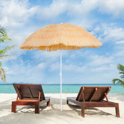Hawaiian Folding Patio Sun Umbrella With Tilting Crank - Wheat