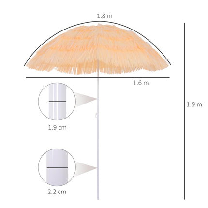 Hawaiian Folding Patio Sun Umbrella With Tilting Crank - Wheat