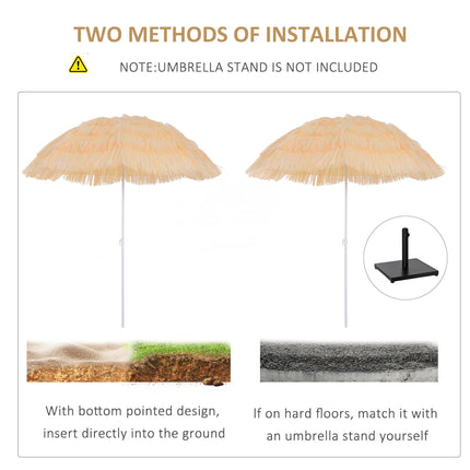 Hawaiian Folding Patio Sun Umbrella With Tilting Crank - Wheat